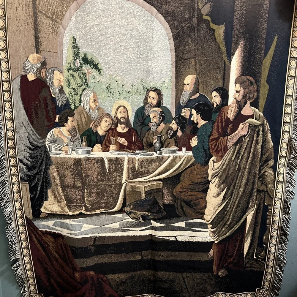 Chatham Last Supper Throw Blanket Vintage Religious Tapestry Jesus Church Christ
